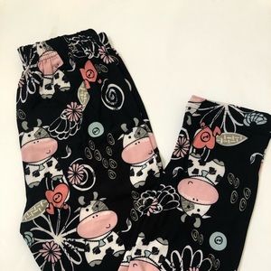Pink COWS KIDS SMALL Peachskin Leggings